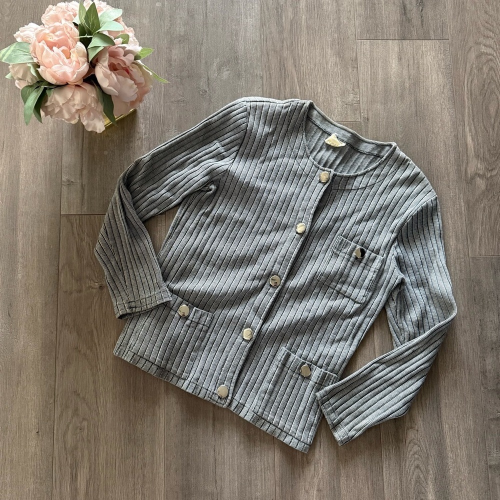 Vintage Tous Les Calecons French Grey Ribbed Cardigan Jacket